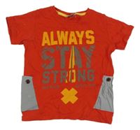 Červené cargo tričko s nápisy 