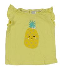 Žlté tričko s ananasom a volánikmi C&A