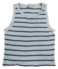 Bielo-modrý pruhovaný rebrovaný crop top Primark
