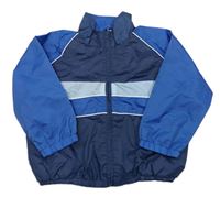 Tmavomodro-modrá šušťáková jarná bunda