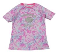 Růžové batikované Uv tričko s nápisy St. Bernard