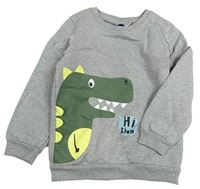 Sivá melírovaná mikina s dinosaurom Lupilu