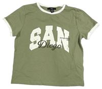 Khaki crop tričko s nápisom New Look