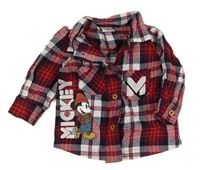 Červeno-bílo-černá kostkovaná košile s Mickeym Disney