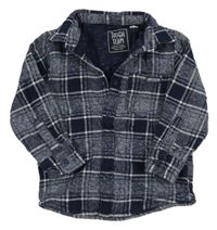 Tmavomodro-bílá kostkovaná podšitá košilová bunda C&A