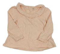 Růžové triko s límečkem s madeirou F&F