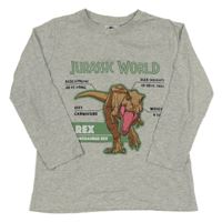 Šedé melírované triko s dinosaurem - Jurský svět