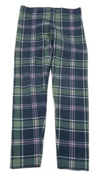 Tmavomodro-kaki-ružové kockované legíny M&S