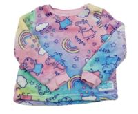 Růžovo-modro-zelená chlupatá mikina s Peppou Nutmeg