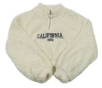 Krémová chlpatá crop mikina s nápisom Shein