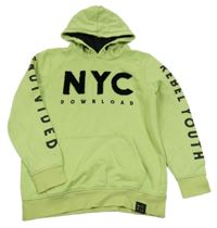 Zelená mikina s nápisom a kapucňou C&A