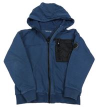 Tmavomodrá propínací mikina s šusťákovou kapsou a kapucí Nutmeg