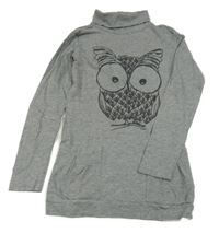 Šedá melírovaná tunika se sovou a rolákem OVS