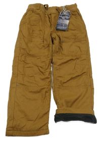 Nové - Hnědé plátěné zateplené kalhoty s úpletovým pasem Arizona