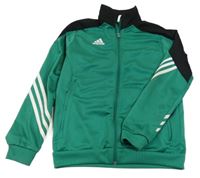 Zeleno-černá sportovní propínací mikina s logem Adidas