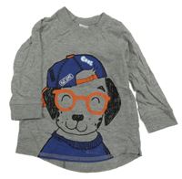 Sivé melírované tričko so psem H&M