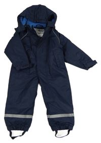 Tmavomodrá šusťáková zateplená kombinéza s kapucí TCM