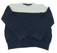 Tmavomodro-sivý rebrovaný sveter C&A