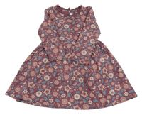 Vínové kvetované bavlnené šaty C&A