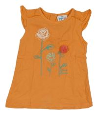 Oranžové tričko s květinami Topomini