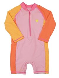 Neonově růžovo-oranžovo-korálový UV overal se sluncem Matalan