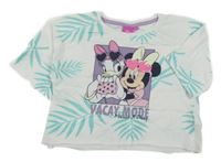 Bílé crop tričko s Minnie a Daisy Disney
