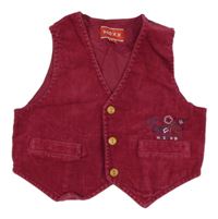 Vínová manšestrová podšitá vesta s výšivkou Mexx