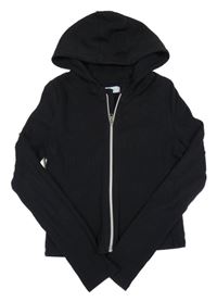Čierne rebrované prepínaci crop tričko s kapucňou Primark