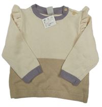 Nové - Krémovo-béžový svetr s volánky H&M