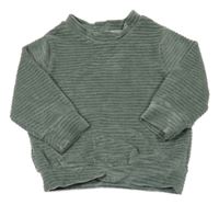 Khaki rebrovaná zamatová mikina