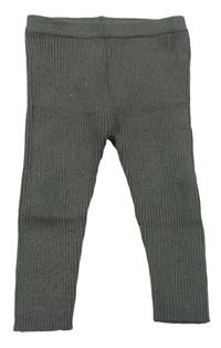 Sivé rebrované pletené legíny F&F