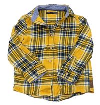 Žluto-tmavomodrá kostkovaná košile Next