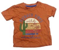 Hnedé tričko s nápisom a kaktusom Primark