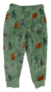 Zelené plyšové tepláky s medveďmi zn. Nutmeg