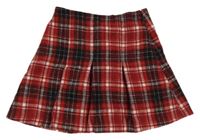 Červeno-čierna kockovaná vlnená sukňa Next