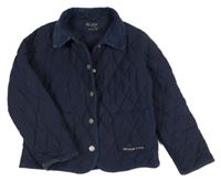 Tmavomodrá šusťáková prošívaná zateplená bunda 