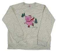 Sivá melírovaná mikina s prasátkem M&S