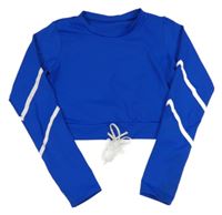 Modré sportovní crop triko 