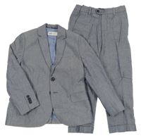 2 set - šedomodré vzorované sako + chino kalhoty H&M