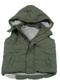 Tmavozelená šušťáková zateplená vesta s kapucňou F&F