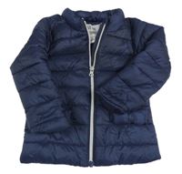 Tmavomodrá šusťáková prošívaná zateplená bunda Pocopiano