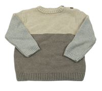 Hnedo-sivo-béžový sveter Zara