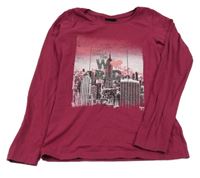 Fuchsiové tričko s městem Page one young