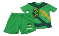2 set - zelené teplákové kraťasy s lego Ninjago + tričko H&M