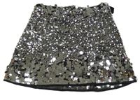 Stříbrno-čierna flitrová sukňa M&S
