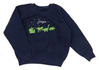 Tmavomodrá mikina s dinosaurami