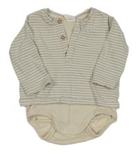 Světlebéžové body s našitým pruhovaným trikem H&M