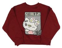 Vínová crop mikina s Hello Kitty