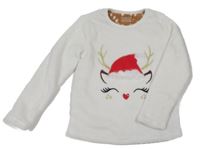 Bílé plyšové pyžamové triko se sobem Primark