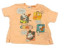 Neónově oranžové tričko s Mickeym a přáteli Zara